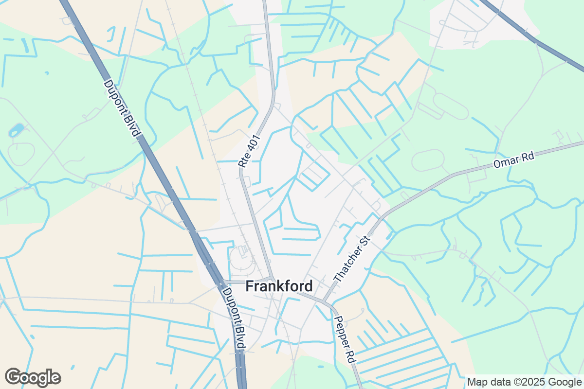 Map of Roofing Contractors in Frankford, Delaware