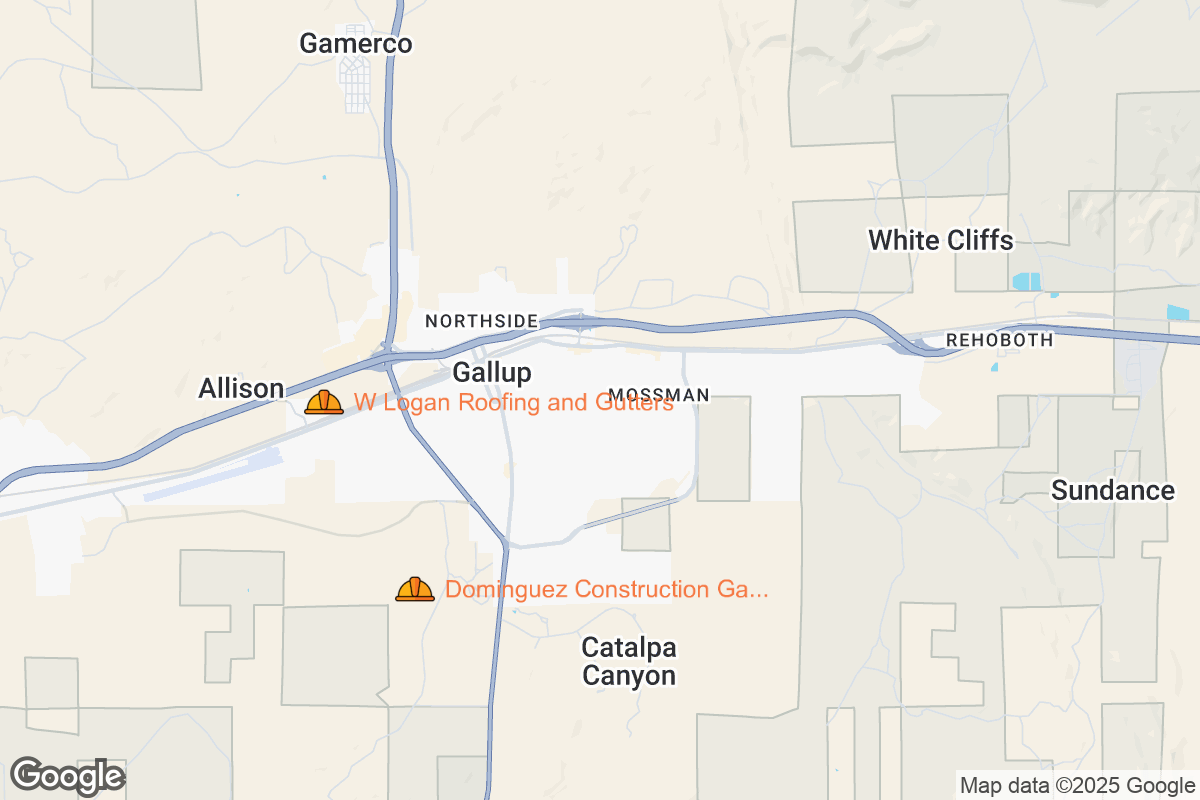 Map of Roofing Contractors in Gallup, New Mexico