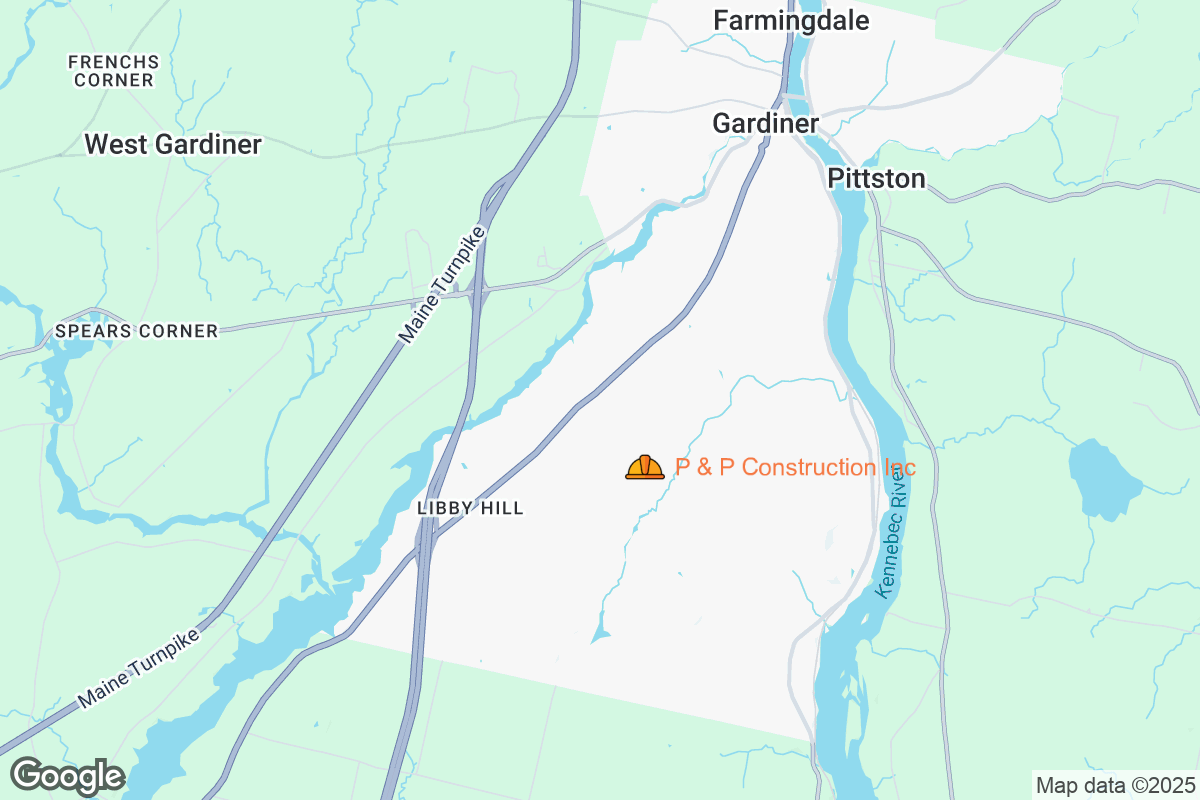 Map of Roofing Contractors in Gardiner, Maine