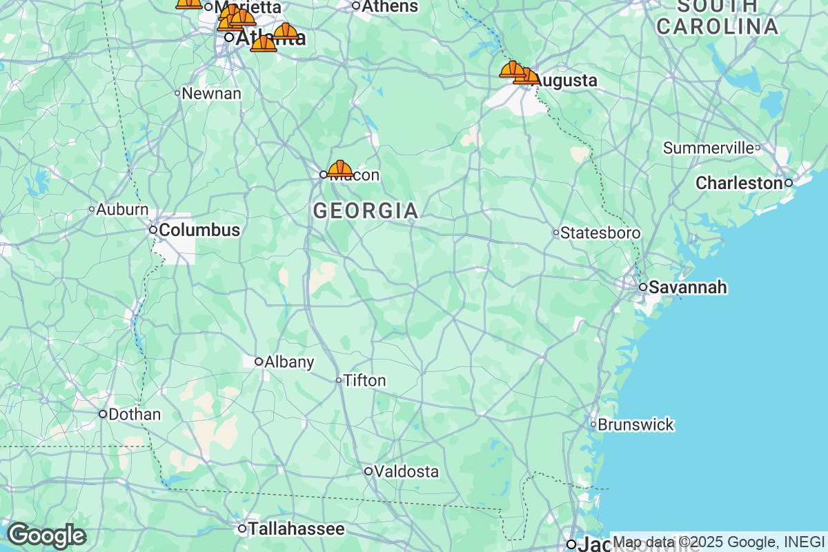 Map of Roofing Contractors in Georgia