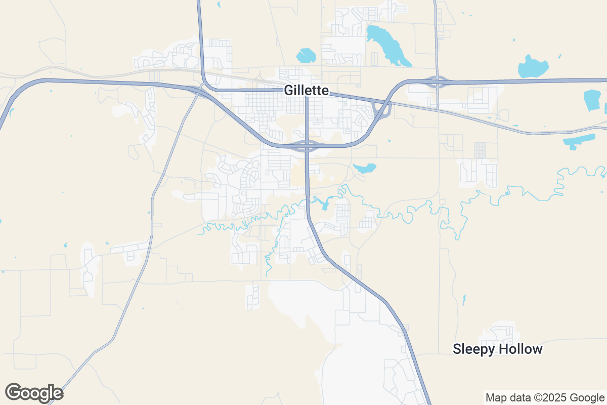 Map of Roofing Contractors in Gillette, Wyoming