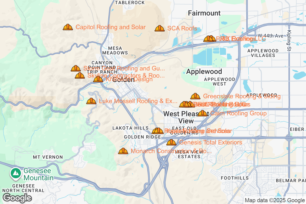 Map of Roofing Contractors in Golden, Colorado