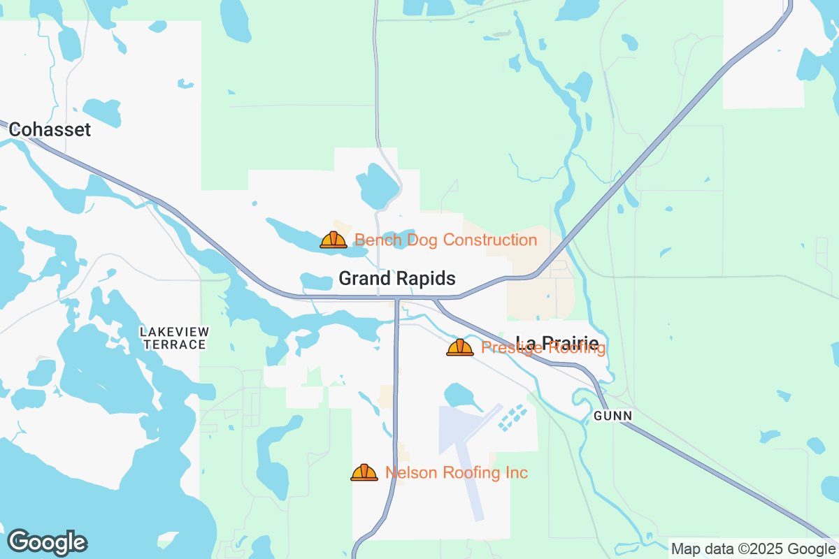 Map of Roofing Contractors in Grand Rapids, Minnesota