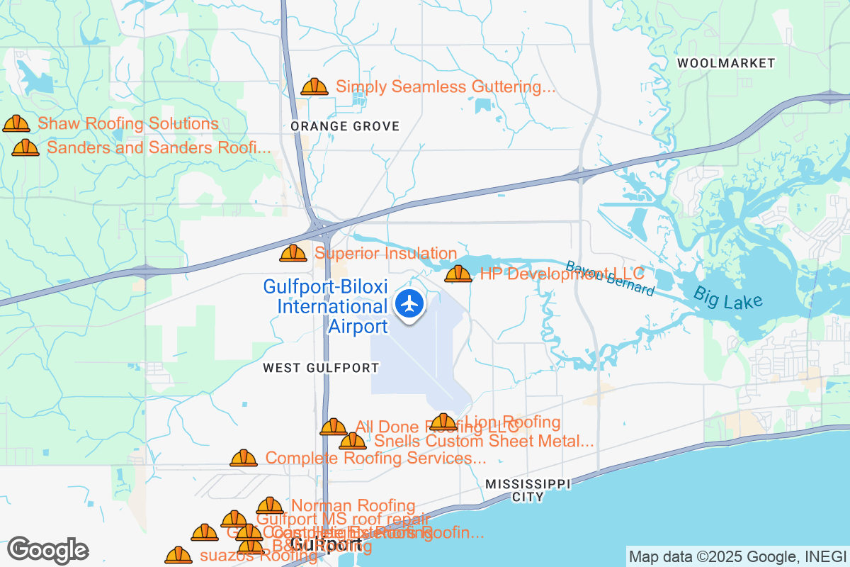 Map of Roofing Contractors in Gulfport, Mississippi