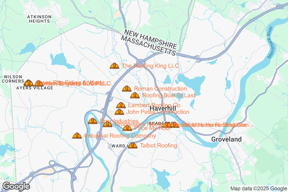 Map of Roofing Contractors in Haverhill, Massachusetts