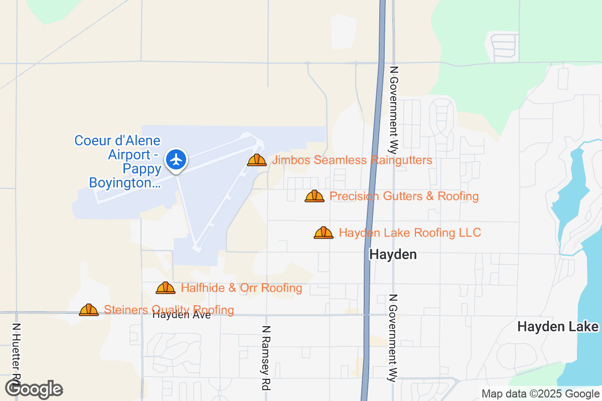 Map of Roofing Contractors in Hayden, Idaho