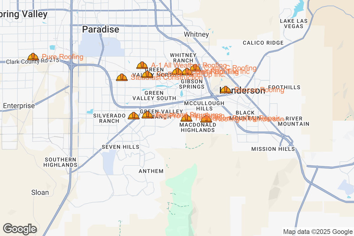 Map of Roofing Contractors in Henderson, Nevada