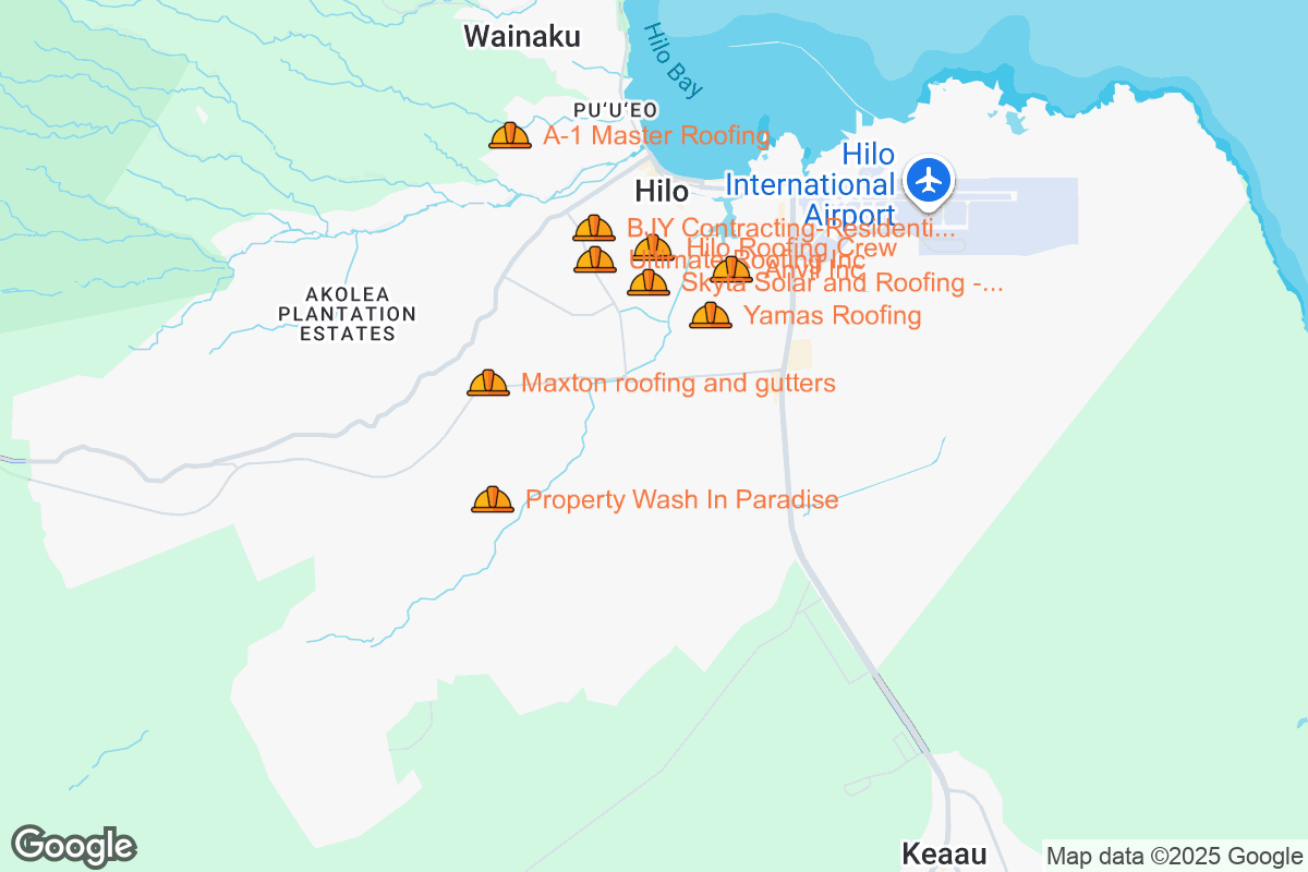 Map of Roofing Contractors in Hilo, Hawaii