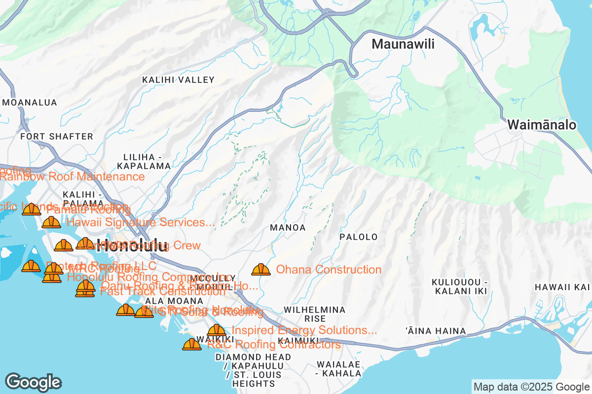 Map of Roofing Contractors in Honolulu, Hawaii