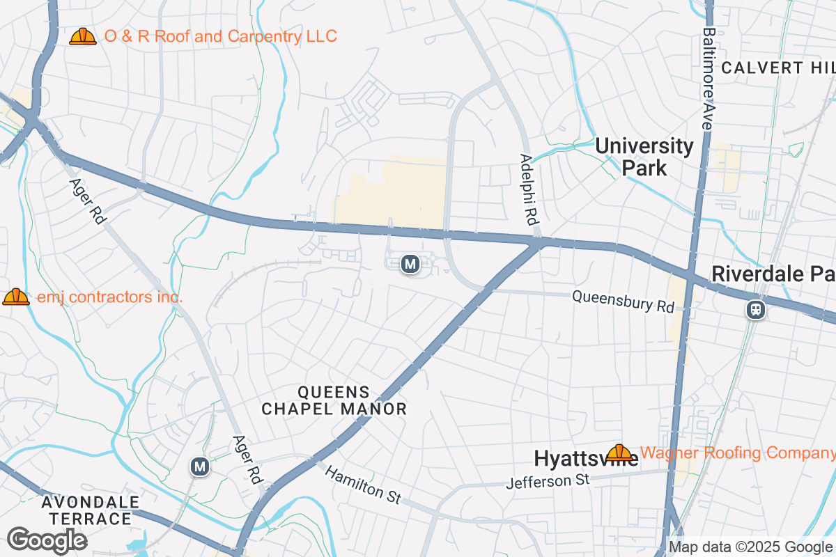 Map of Roofing Contractors in Hyattsville, Maryland
