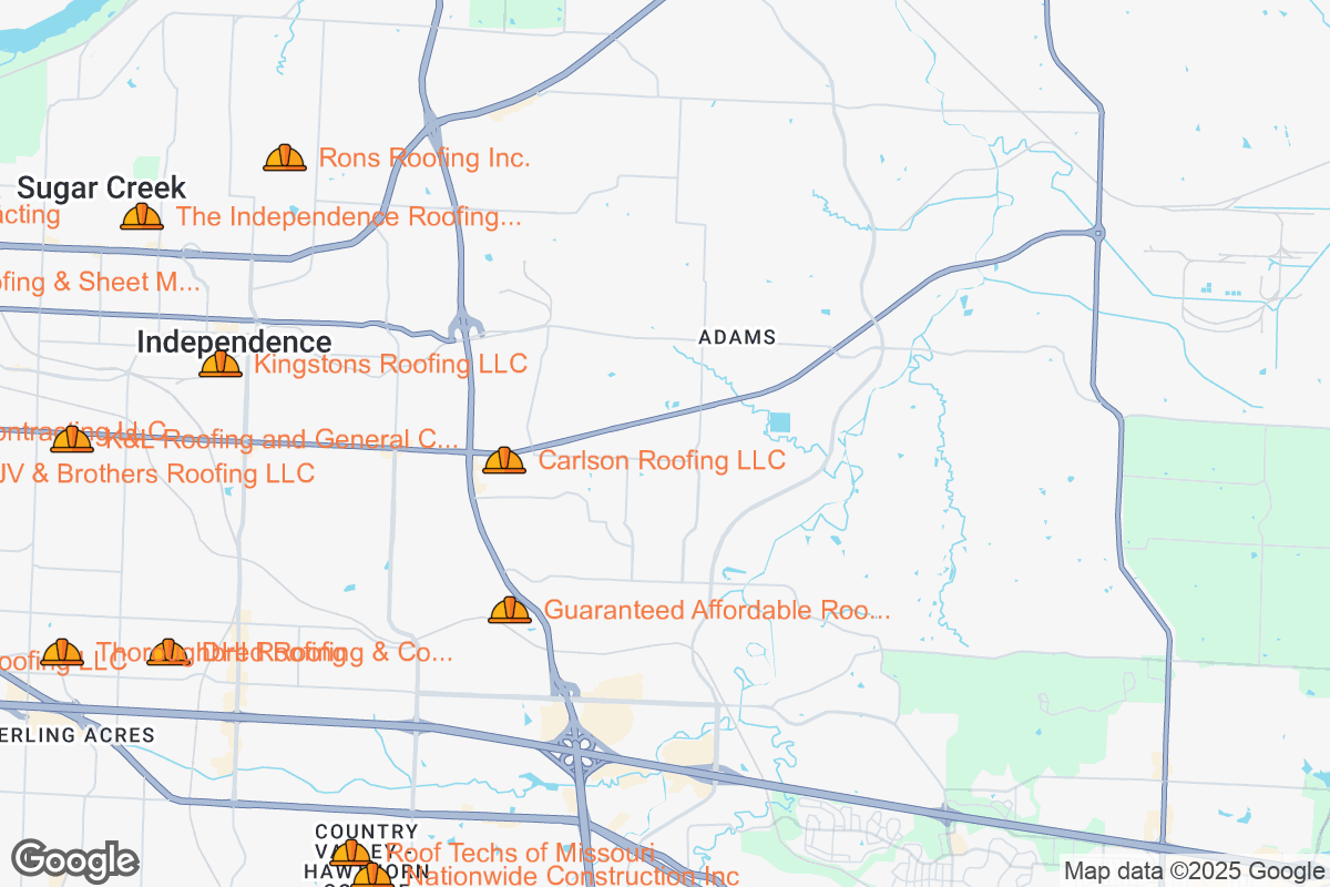 Map of Roofing Contractors in Independence, Missouri