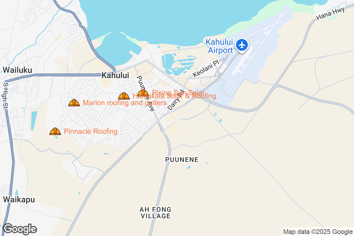 Map of Roofing Contractors in Kahului, Hawaii