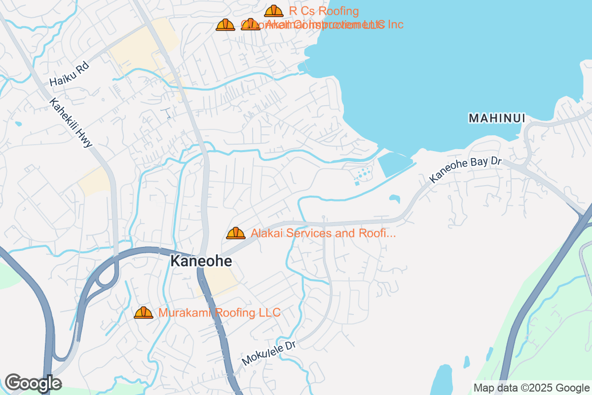 Map of Roofing Contractors in Kaneohe, Hawaii