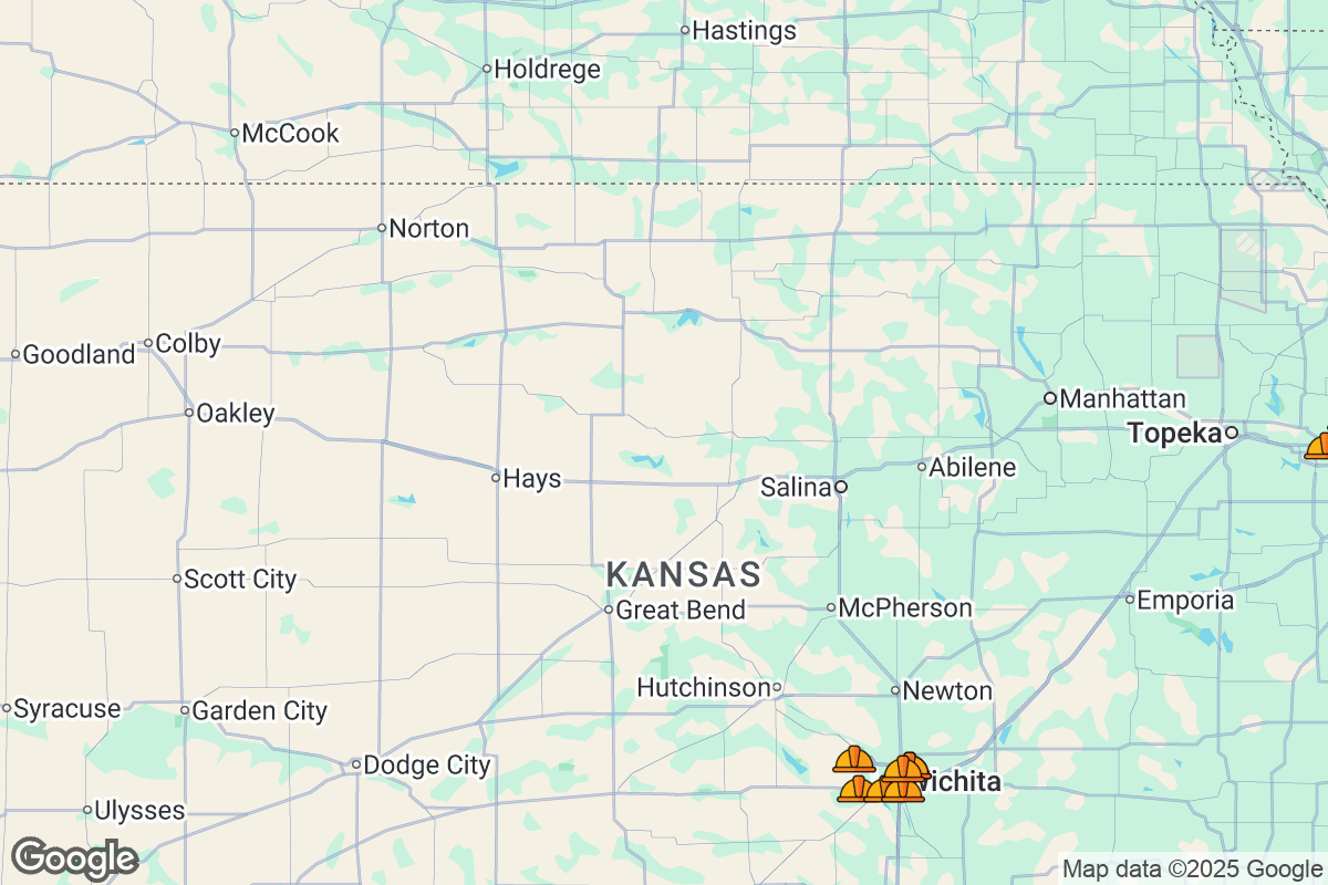 Map of Roofing Contractors in Kansas