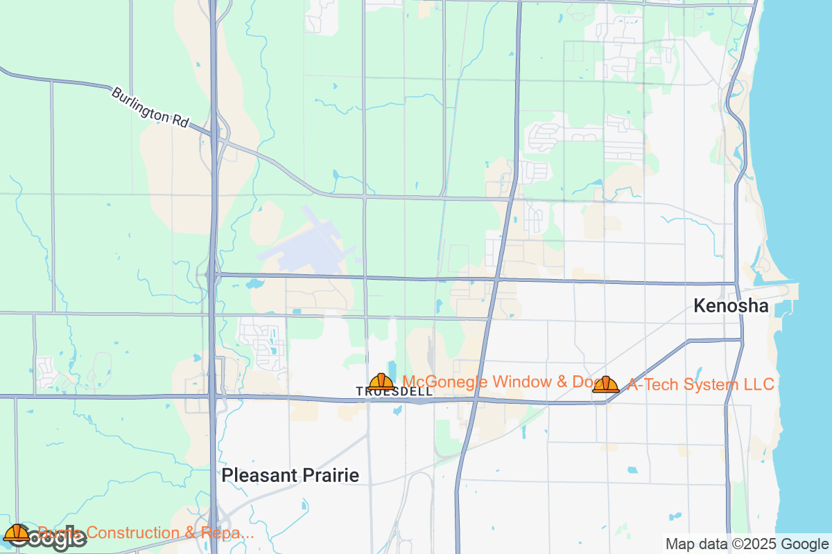 Map of Roofing Contractors in Kenosha, Wisconsin