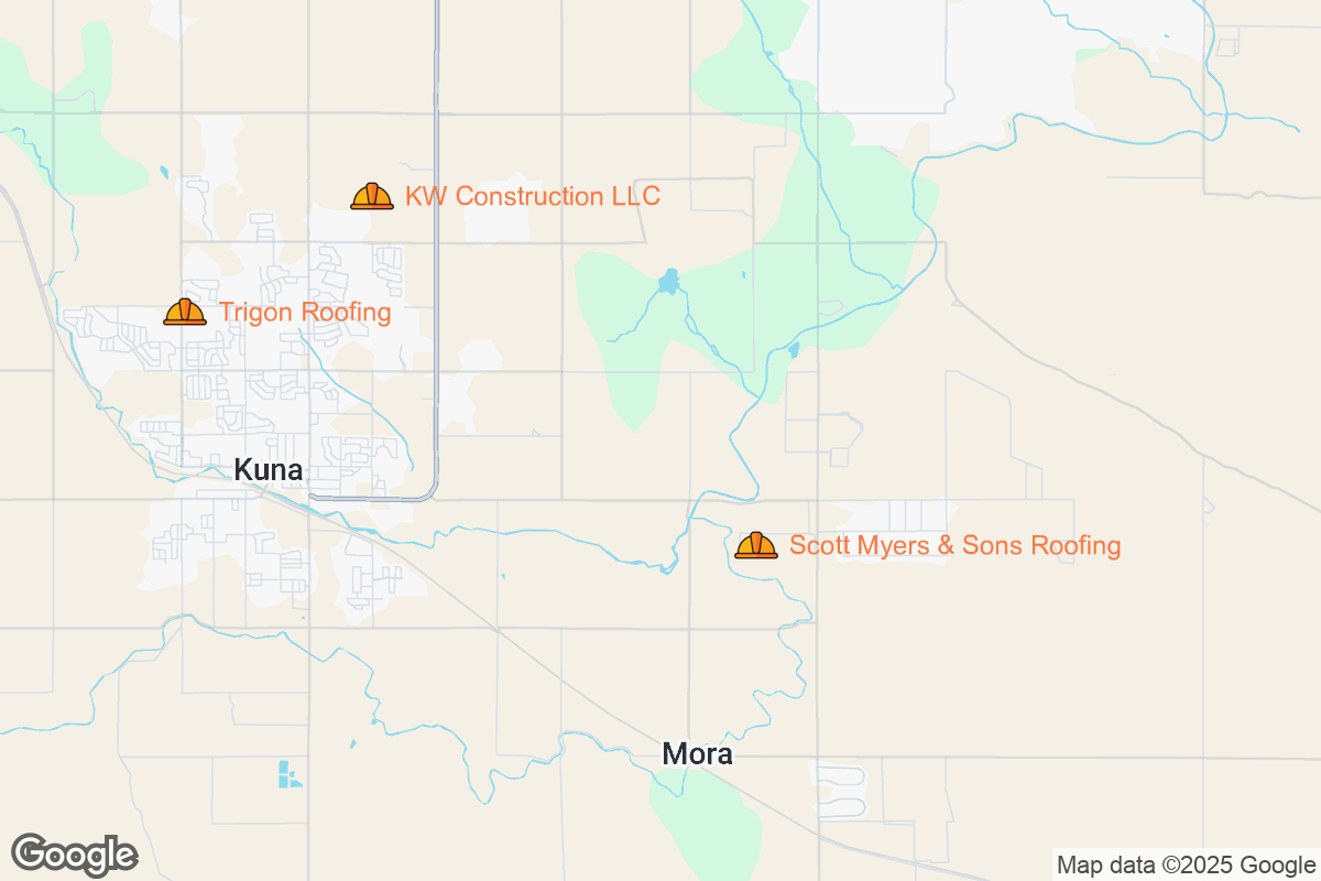 Map of Roofing Contractors in Kuna, Idaho