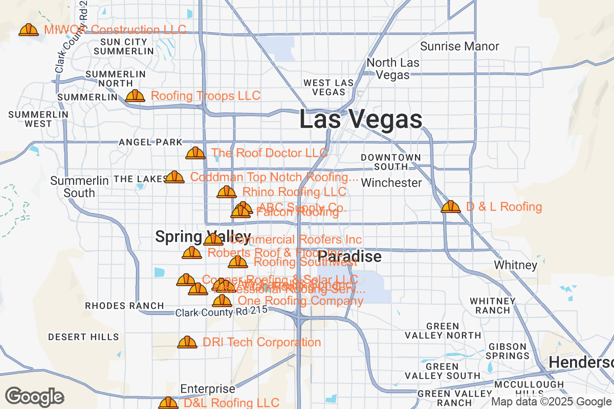 Map of Roofing Contractors in Las Vegas, Nevada
