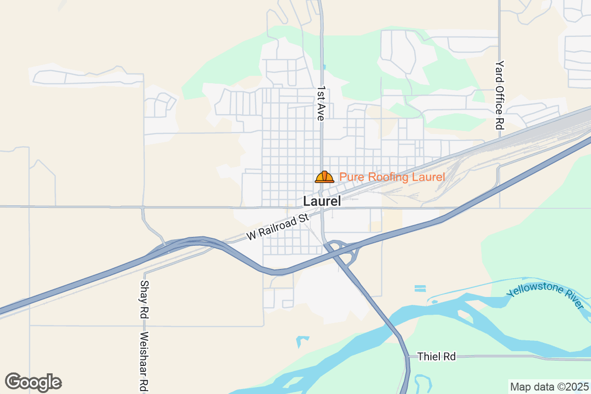 Map of Roofing Contractors in Laurel, Montana