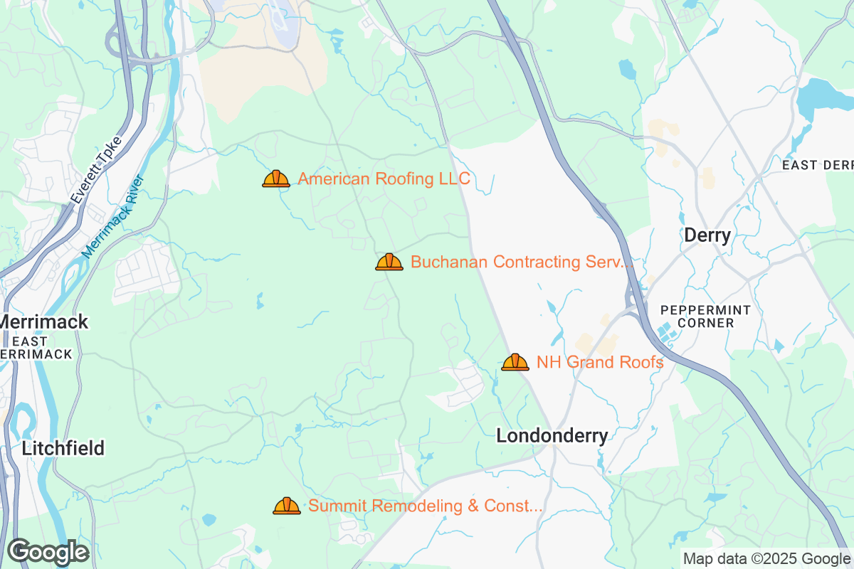 Map of Roofing Contractors in Londonderry, New Hampshire