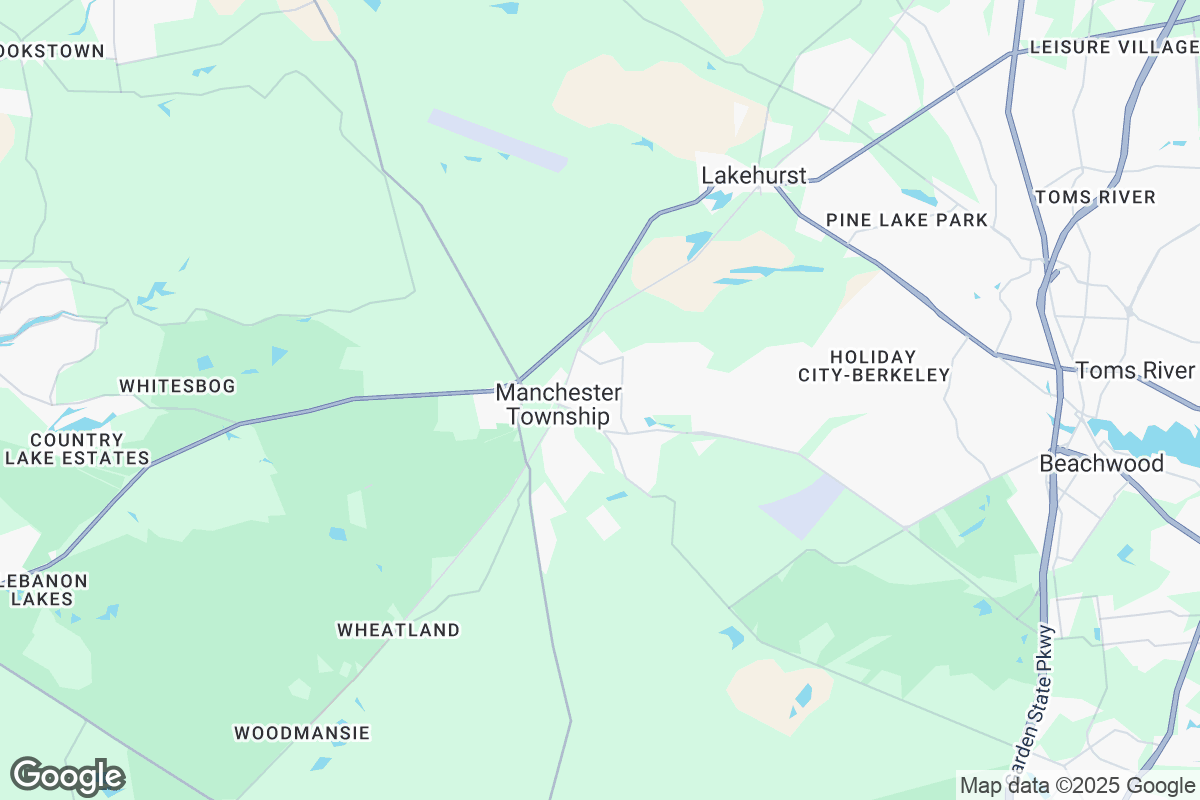 Map of Roofing Contractors in Manchester Township, New Jersey
