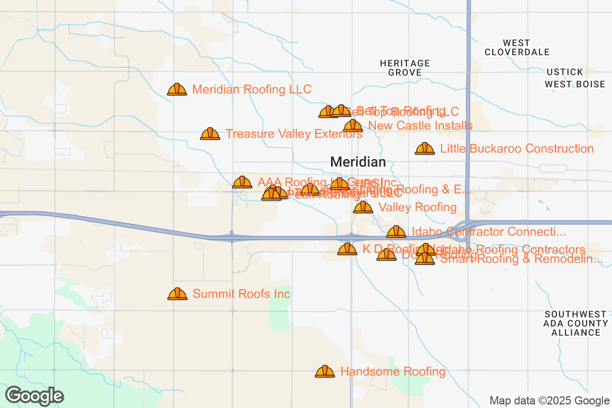 Map of Roofing Contractors in Meridian, Idaho