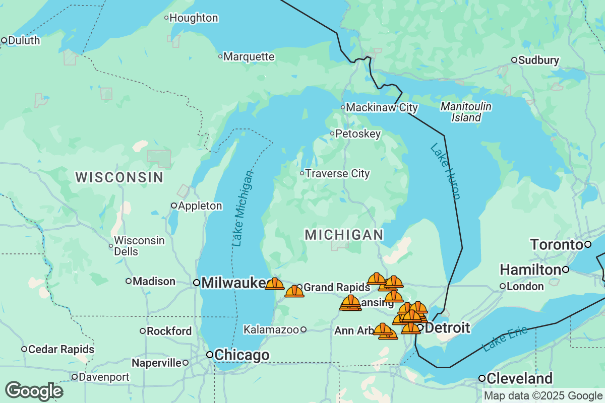 Map of Roofing Contractors in Michigan