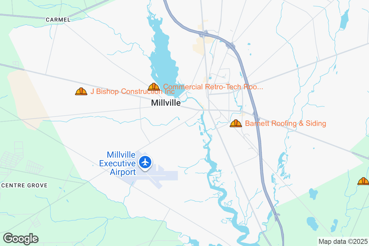 Map of Roofing Contractors in Millville, New Jersey