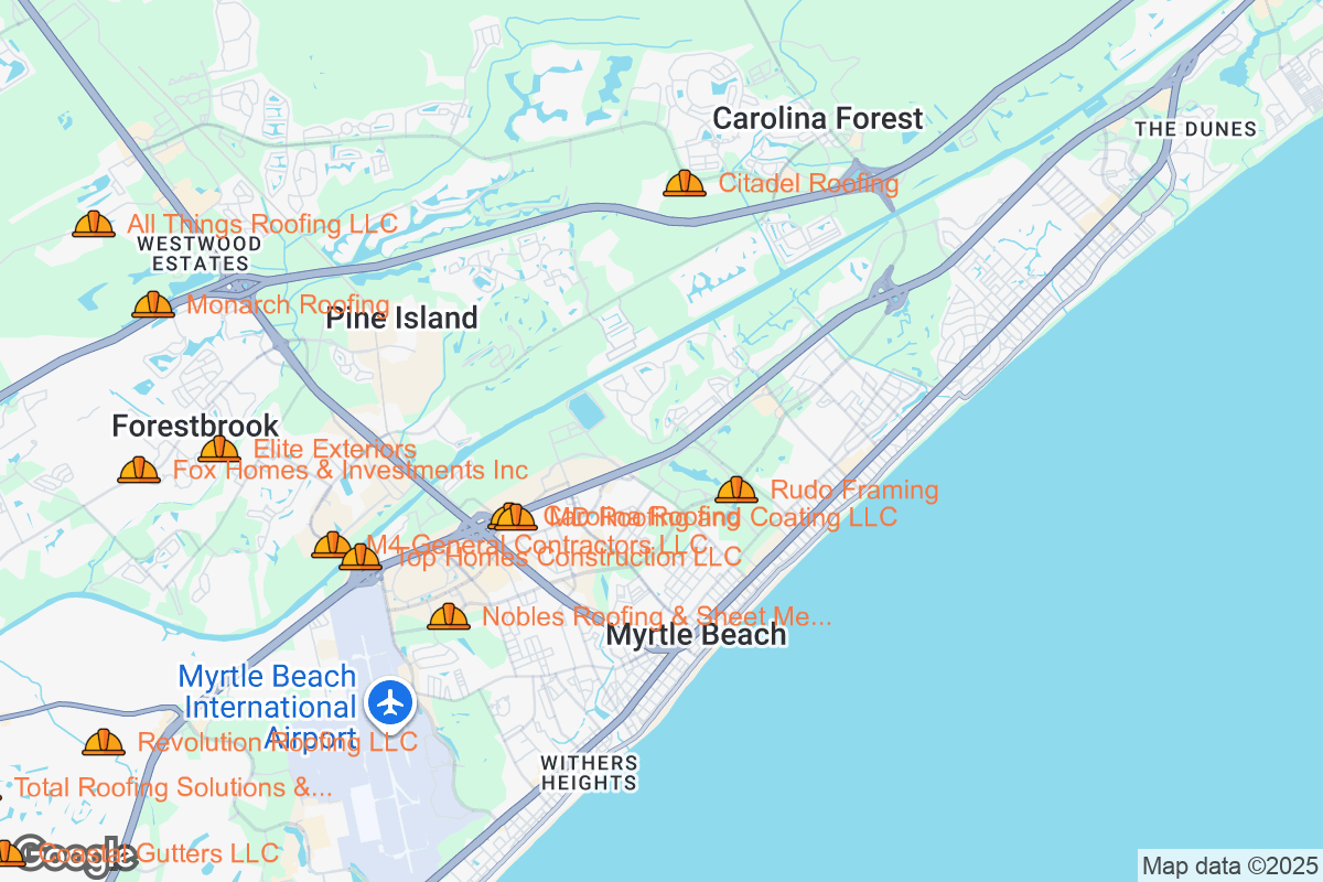 Map of Roofing Contractors in Myrtle Beach, South Carolina