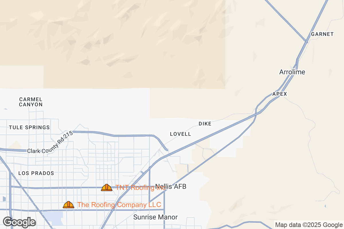 Map of Roofing Contractors in N Las Vegas, Nevada