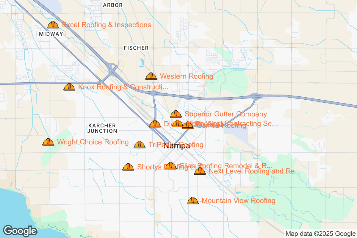 Map of Roofing Contractors in Nampa, Idaho