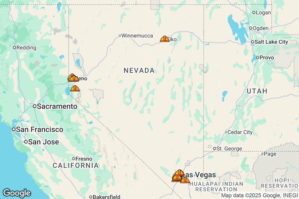 Map of Roofing Contractors in Nevada