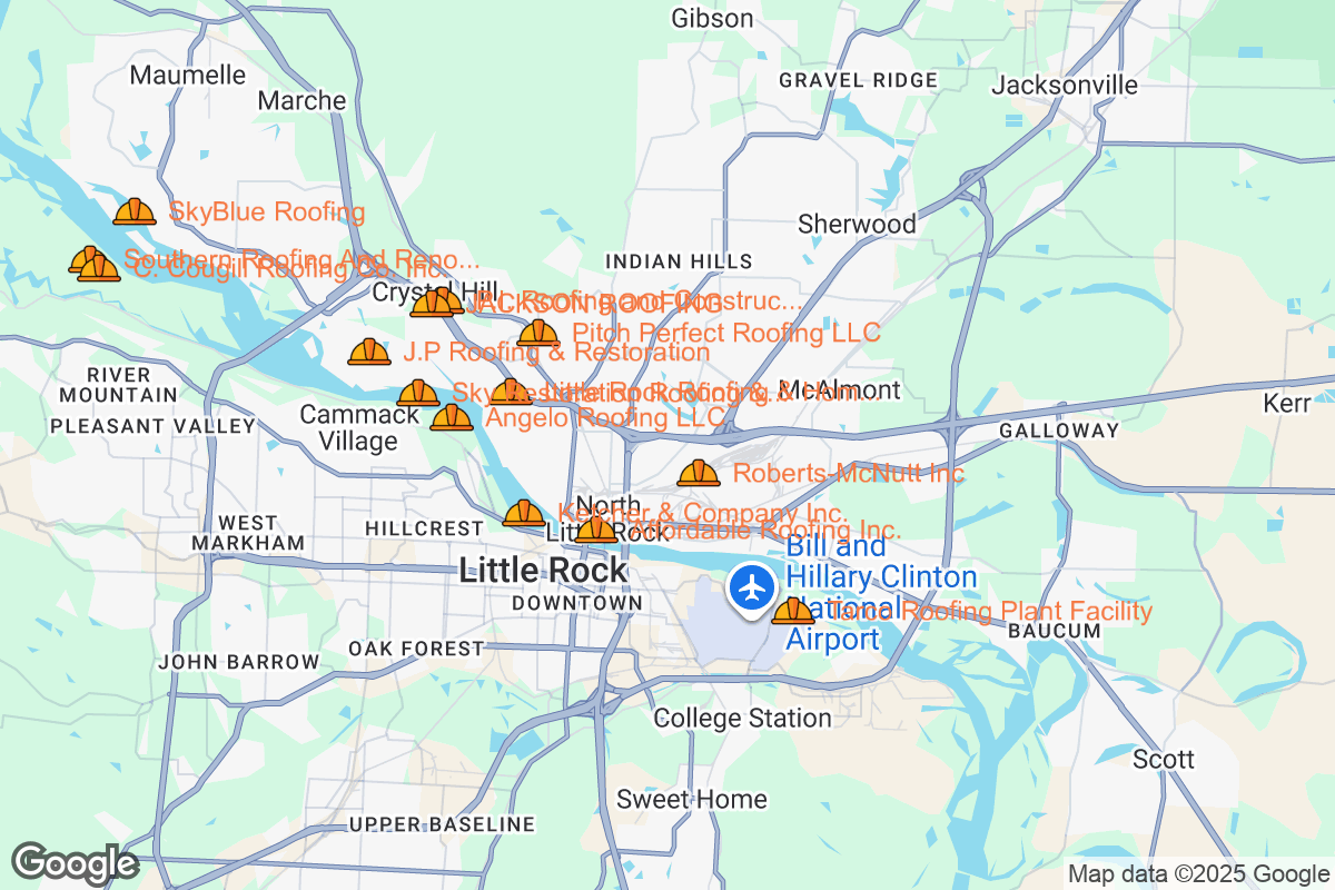 Map of Roofing Contractors in North Little Rock, Arkansas