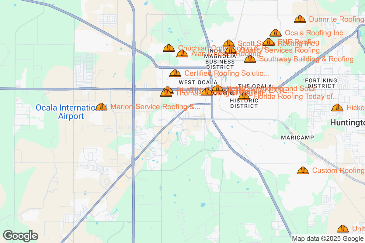 Map of Roofing Contractors in Ocala, Florida