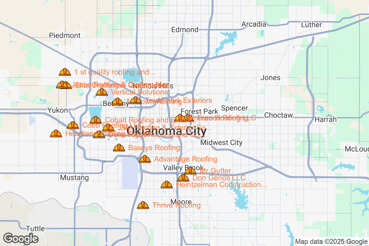 Map of Roofing Contractors in Oklahoma City, Oklahoma