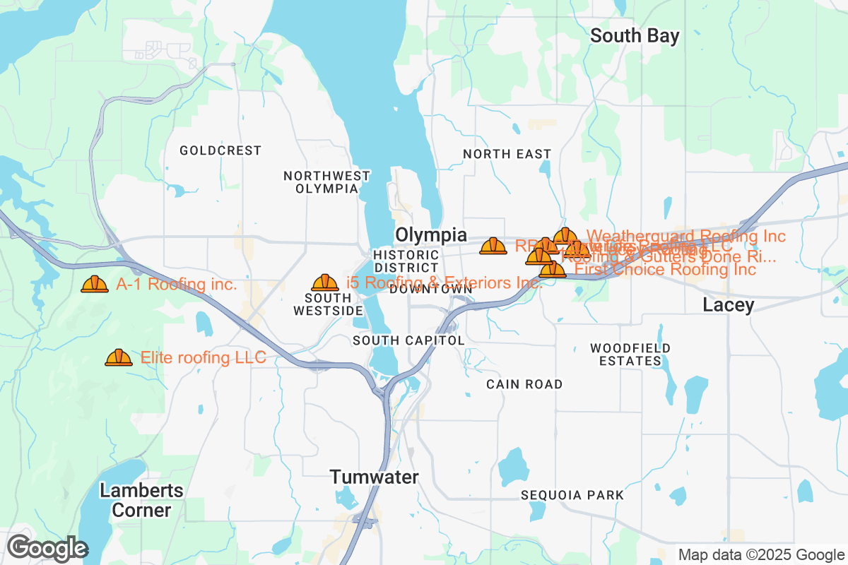 Map of Roofing Contractors in Olympia, Washington