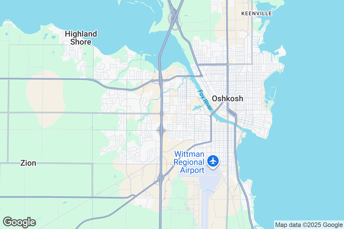Map of Roofing Contractors in Oshkosh, Wisconsin