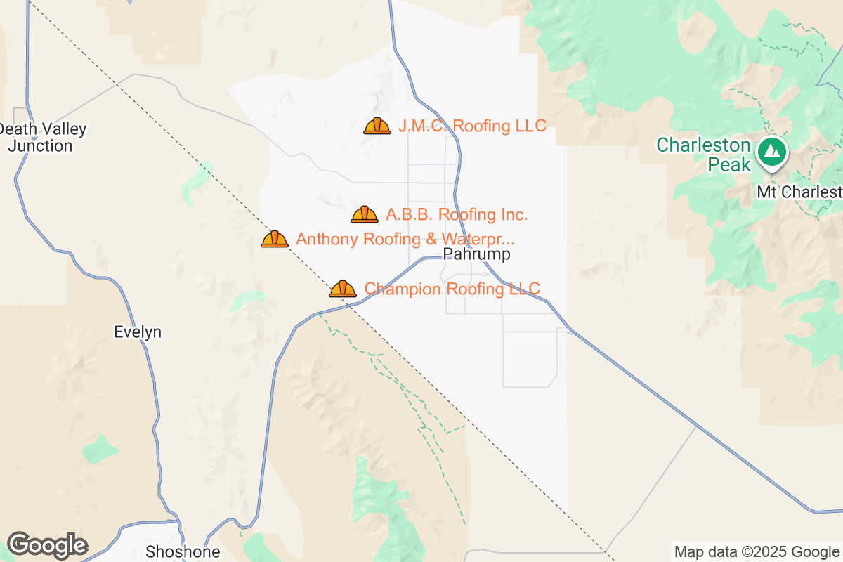 Map of Roofing Contractors in Pahrump, Nevada