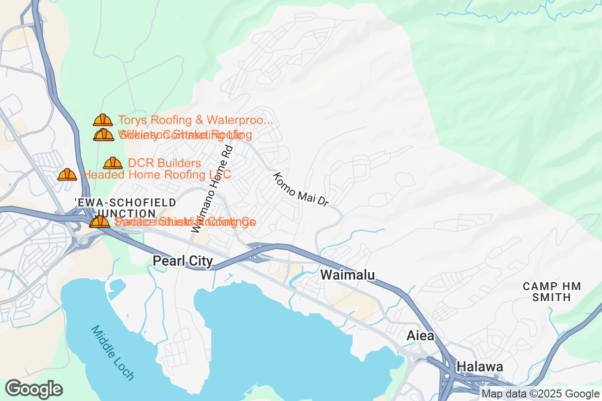 Map of Roofing Contractors in Pearl City, Hawaii