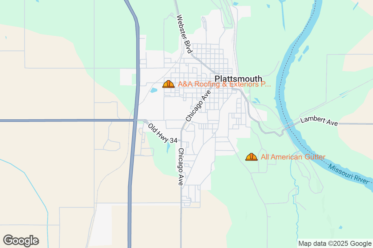 Map of Roofing Contractors in Plattsmouth, Nebraska