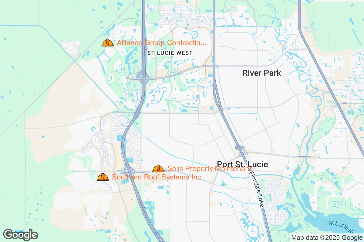 Map of Roofing Contractors in Port Saint Lucie, Florida