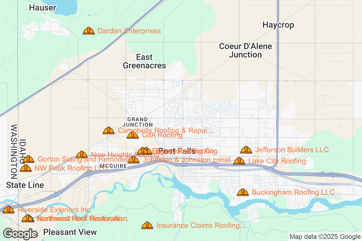 Map of Roofing Contractors in Post Falls, Idaho