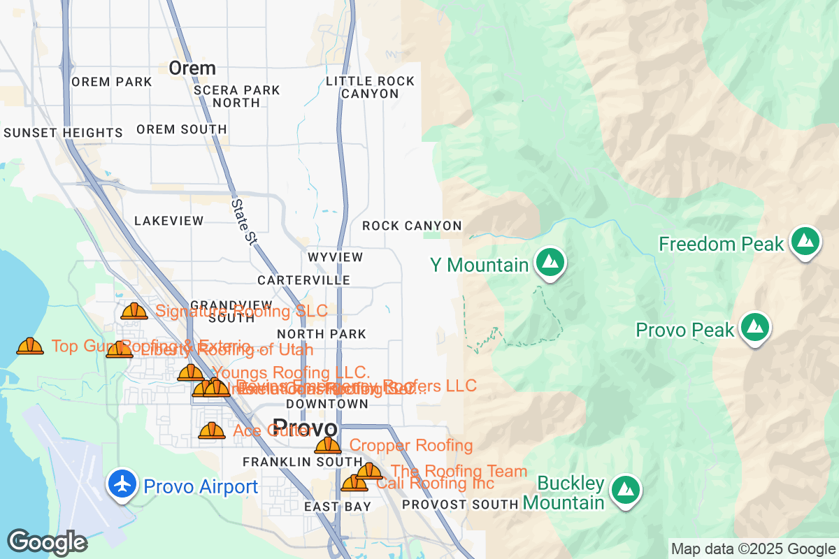 Map of Roofing Contractors in Provo, Utah
