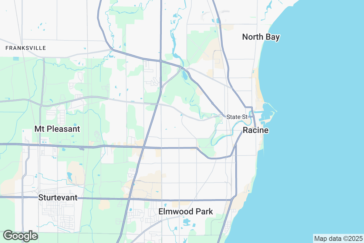 Map of Roofing Contractors in Racine, Wisconsin
