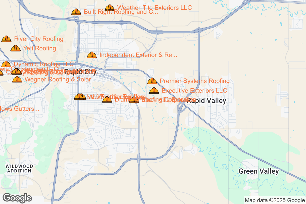 Map of Roofing Contractors in Rapid City, South Dakota