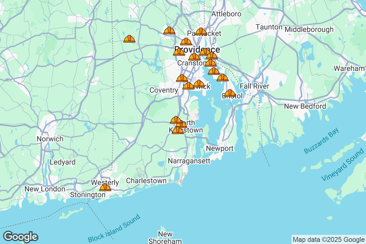 Map of Roofing Contractors in Rhode Island