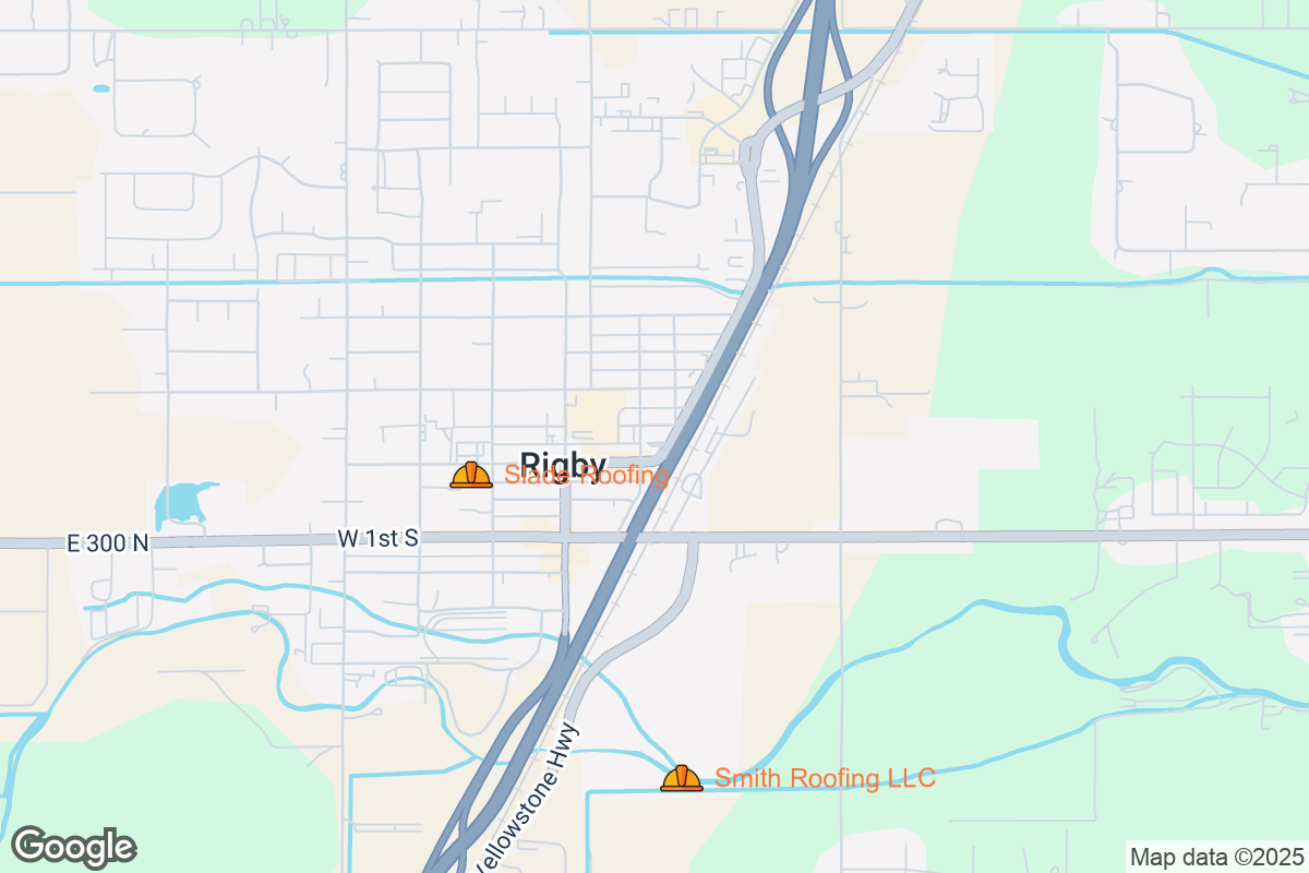 Map of Roofing Contractors in Rigby, Idaho
