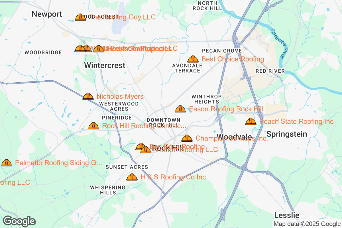 Map of Roofing Contractors in Rock Hill, South Carolina