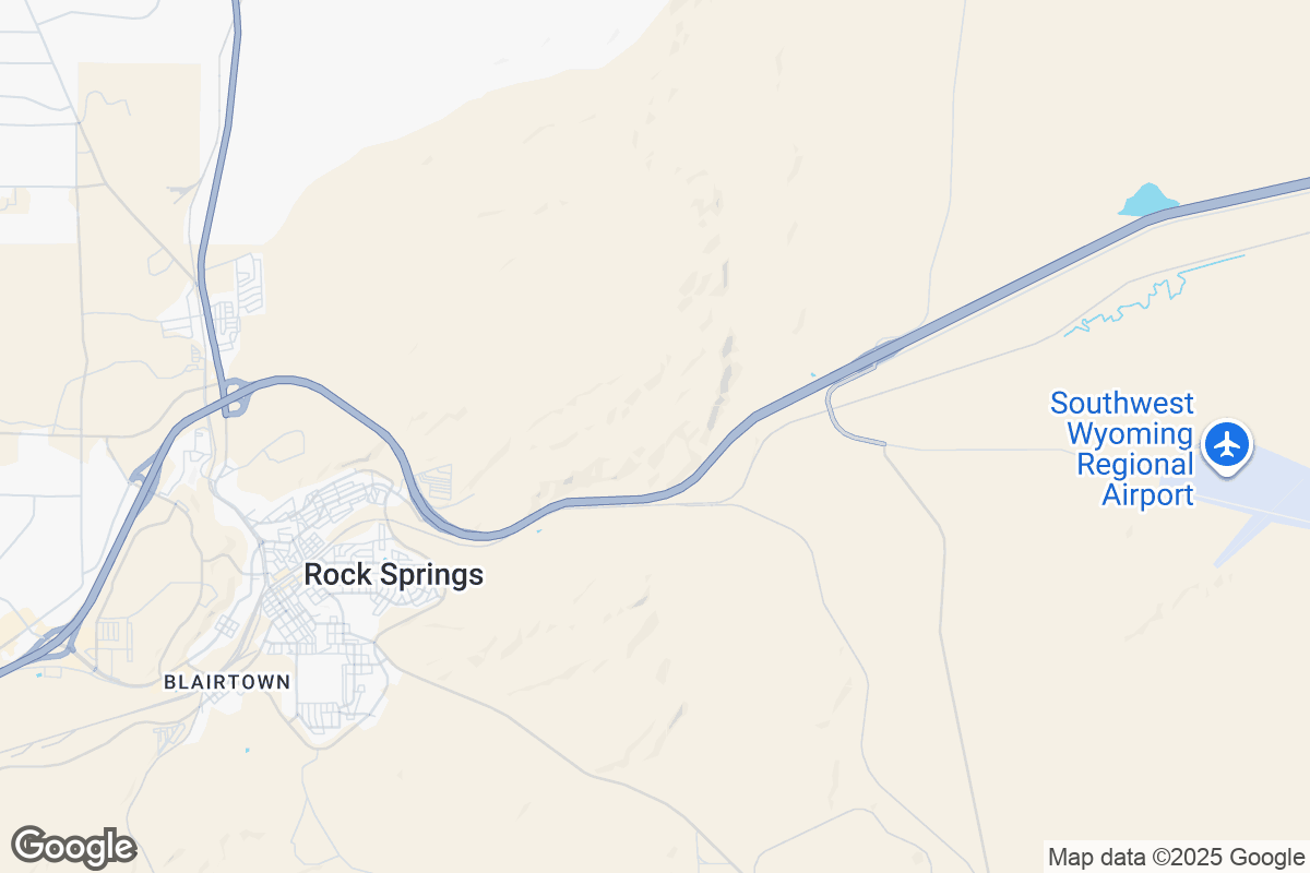 Map of Roofing Contractors in Rock Springs, Wyoming