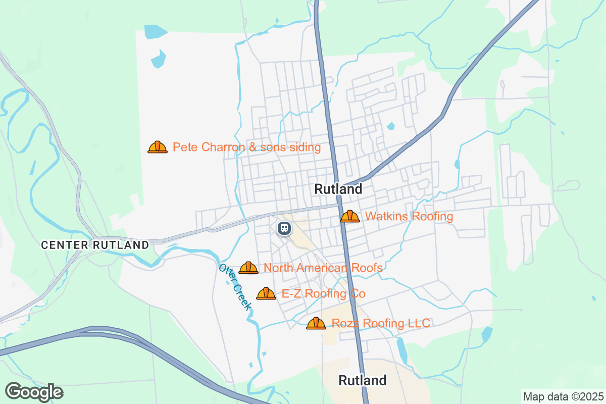 Map of Roofing Contractors in Rutland, Vermont
