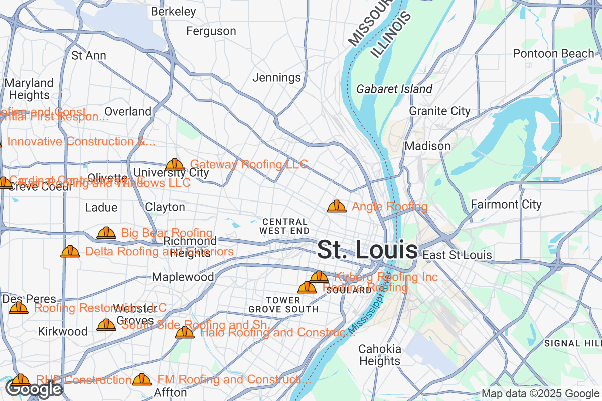 Map of Roofing Contractors in Saint Louis, Missouri
